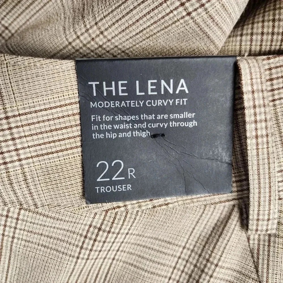 NWT Lane Bryant The Lena Moderately Curvy Fit Plus Size 22R Trouser Tan Plaid - Picture 7 of 9